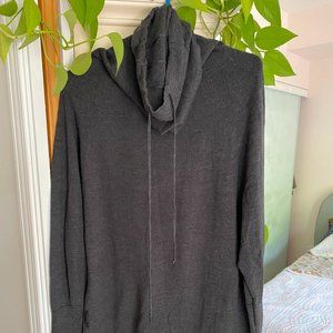 Icebreaker Gray 100% Merino Wool Funnel Neck / Snood Long Athena Sweater - L